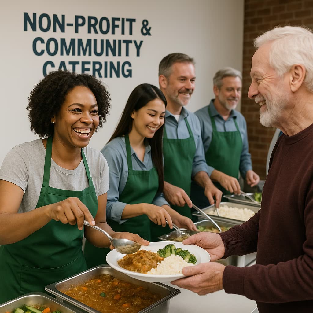 Community fundraising catering NYC – sustainable buffet setup