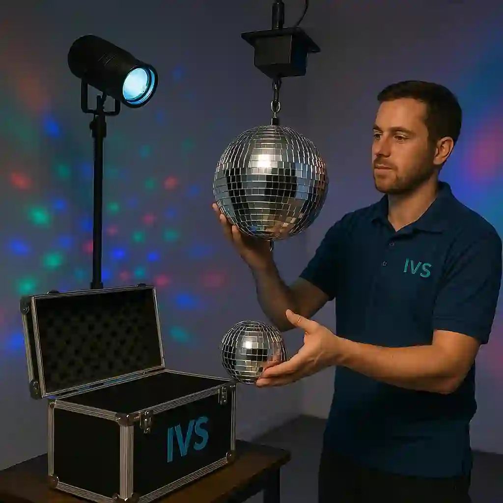 Professional mirror ball package rental NYC with DMX control