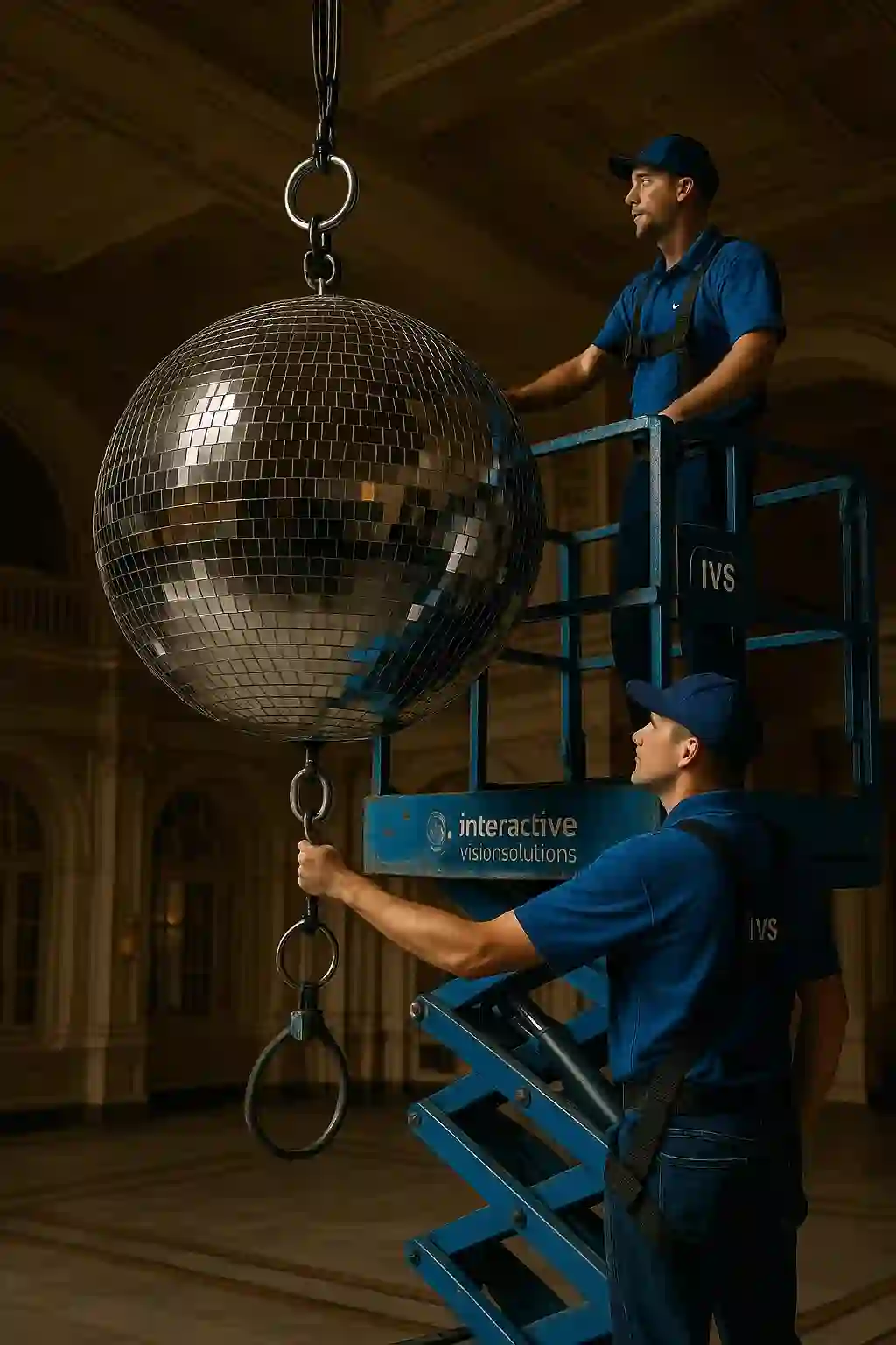 60 inch carbon fiber reinforced disco ball rental NYC with structural engineering