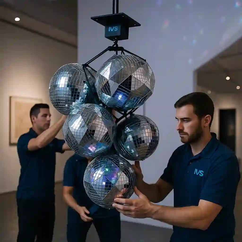 Professional DMX modular disco ball cluster installation NYC