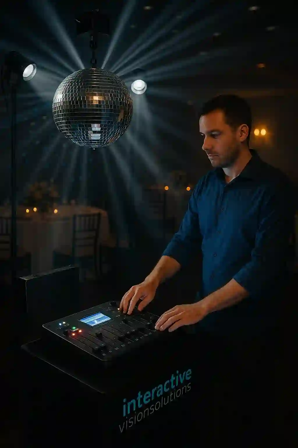 Professional DJ mirror ball package rental NYC with DMX control