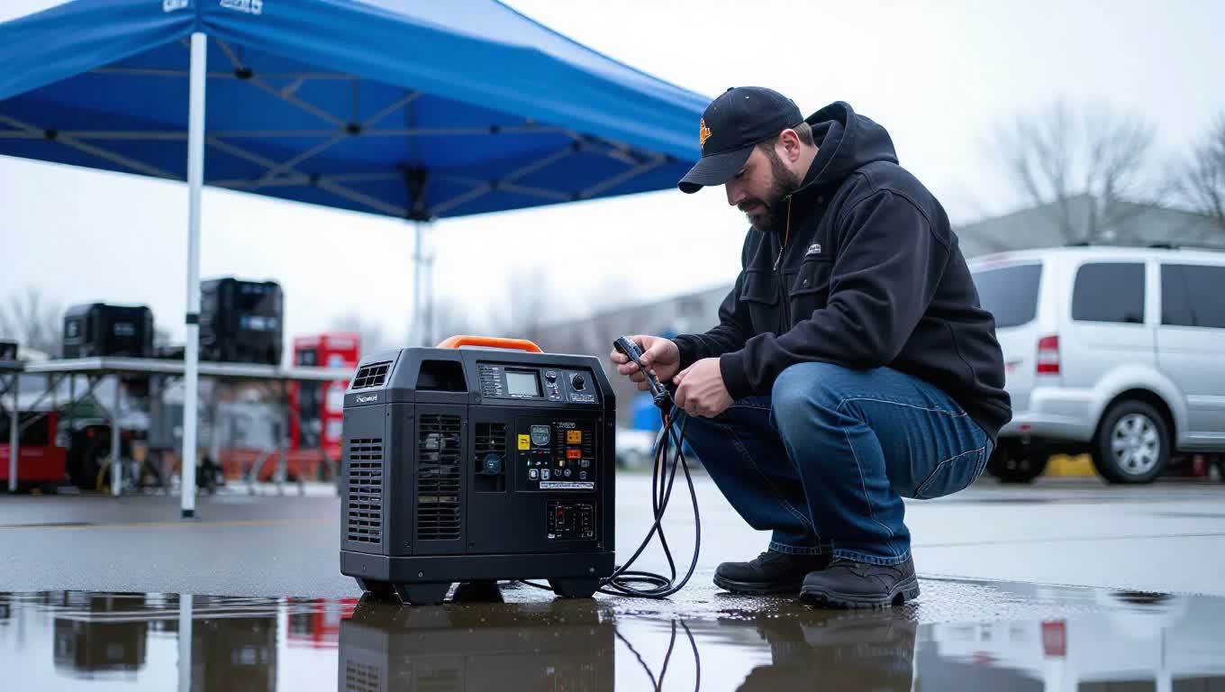 Portable generator setup for outdoor NYC event